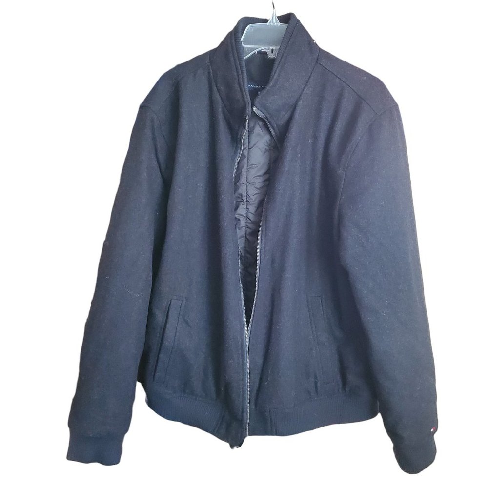 Tommy Hilfiger Men's Wool Blend Full Zip Jacket. Size XXL. Black.